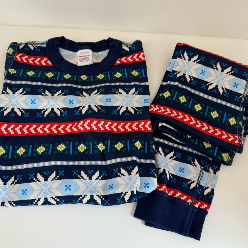 Hanna Andersson kids holiday long John pajama set | size 12